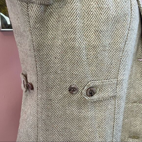 Vintage Plaisir Paris New York Spring Herringbone Wool Coat - Picture 6 of 11